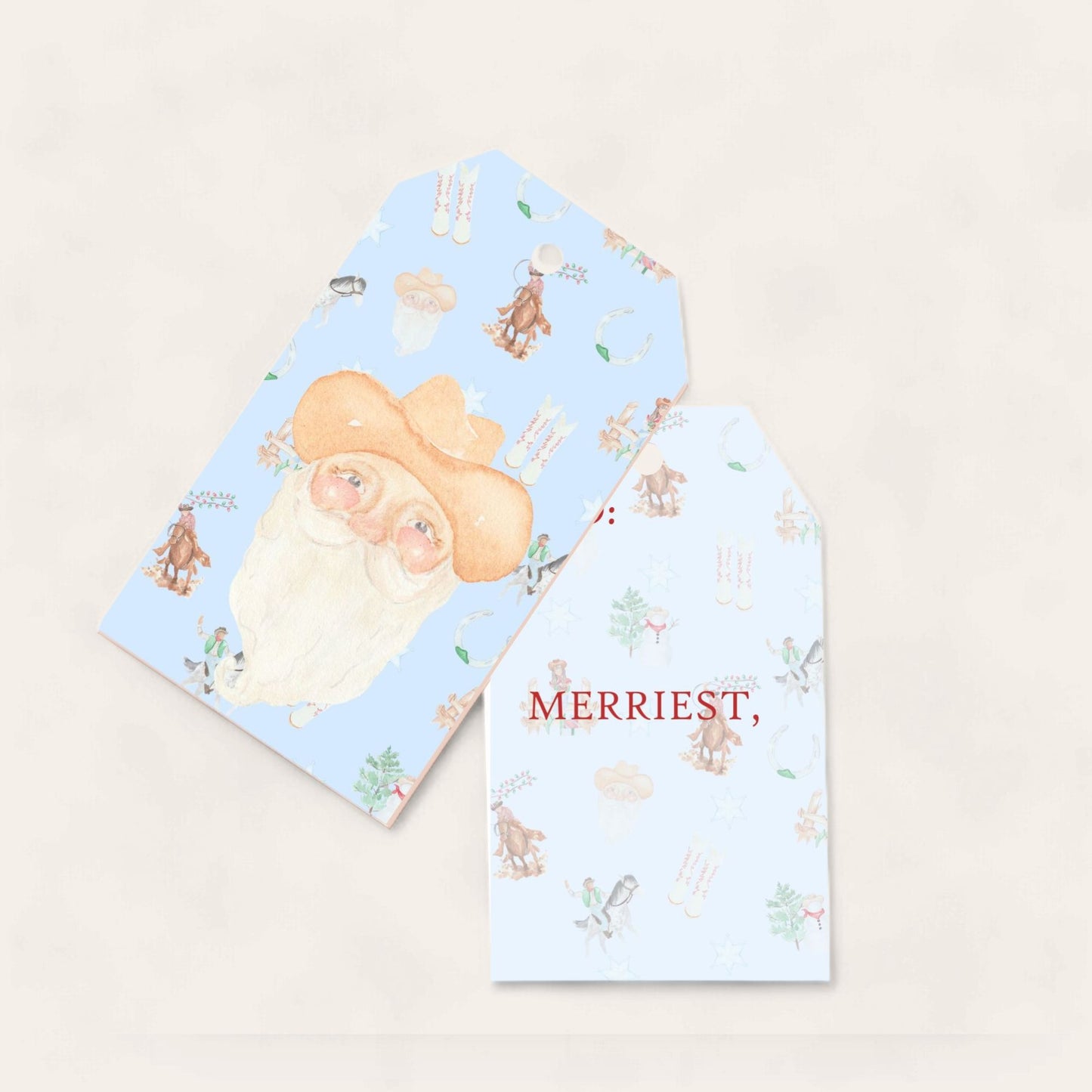 Cowboy Santa Big Gift Tags (Blue Edition)