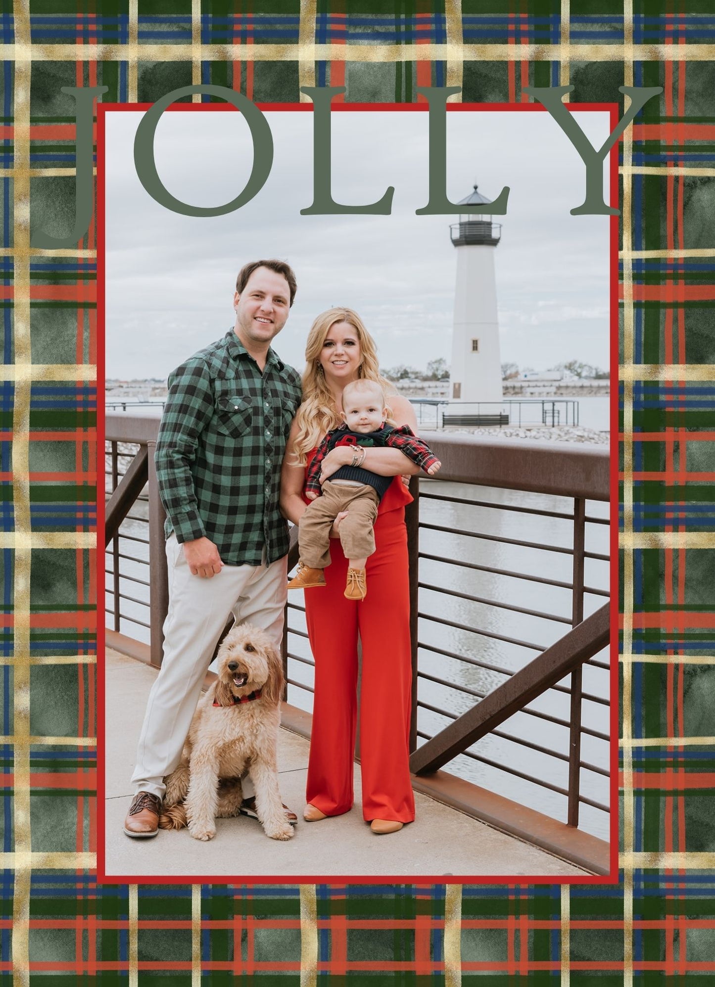 AWDH x DJPCo Watercolor Plaid Holiday Card (Dark Green)