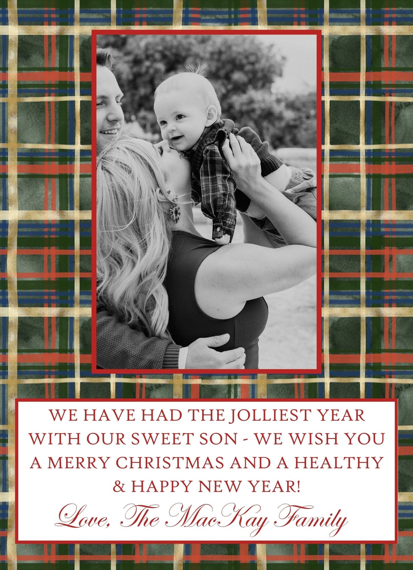 Watercolor Plaid Holiday Card (Dark Green) AWDH x DJPCo