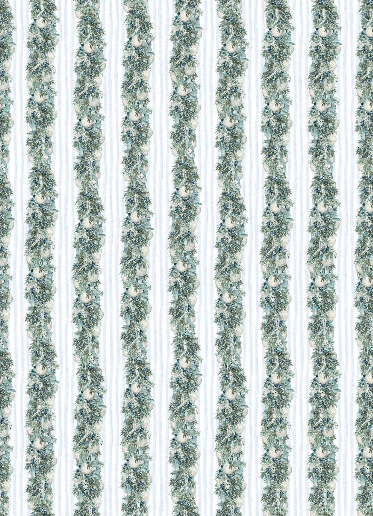 Blue Garland Arch & Watercolor Stripe Holiday Card