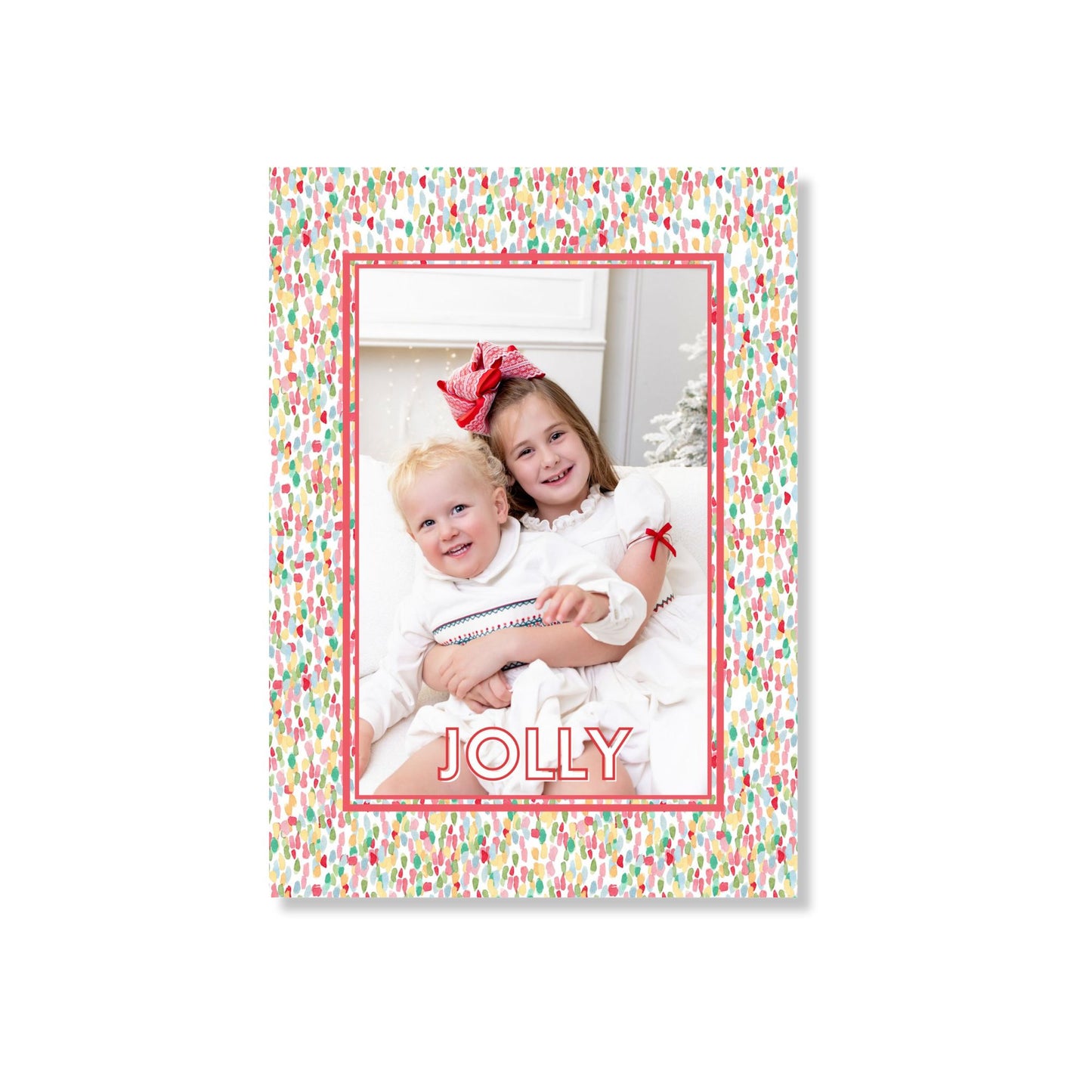 Jolly Red Confetti Holiday Card