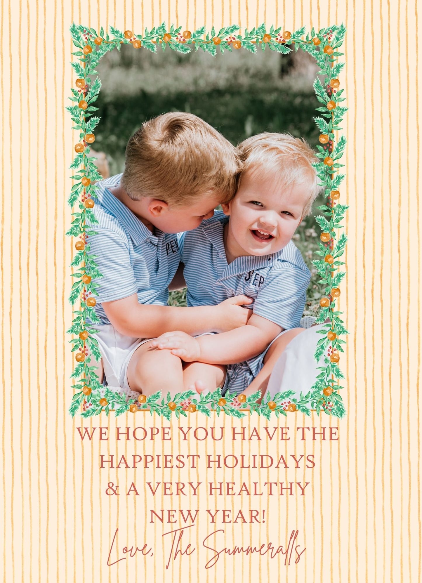 Simple Orange Garland Holiday Card