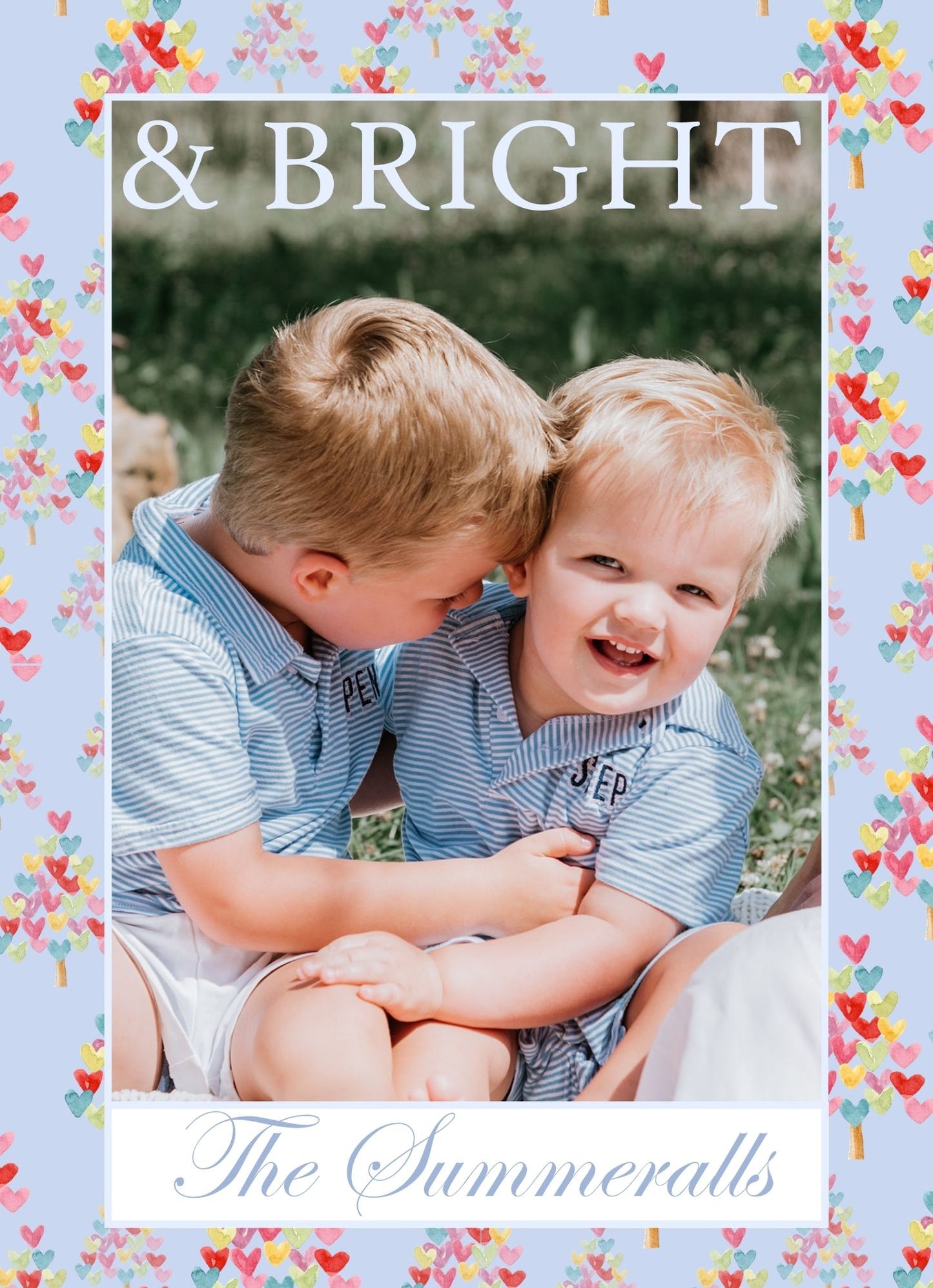 Watercolor Heart Christmas Trees Holiday Card