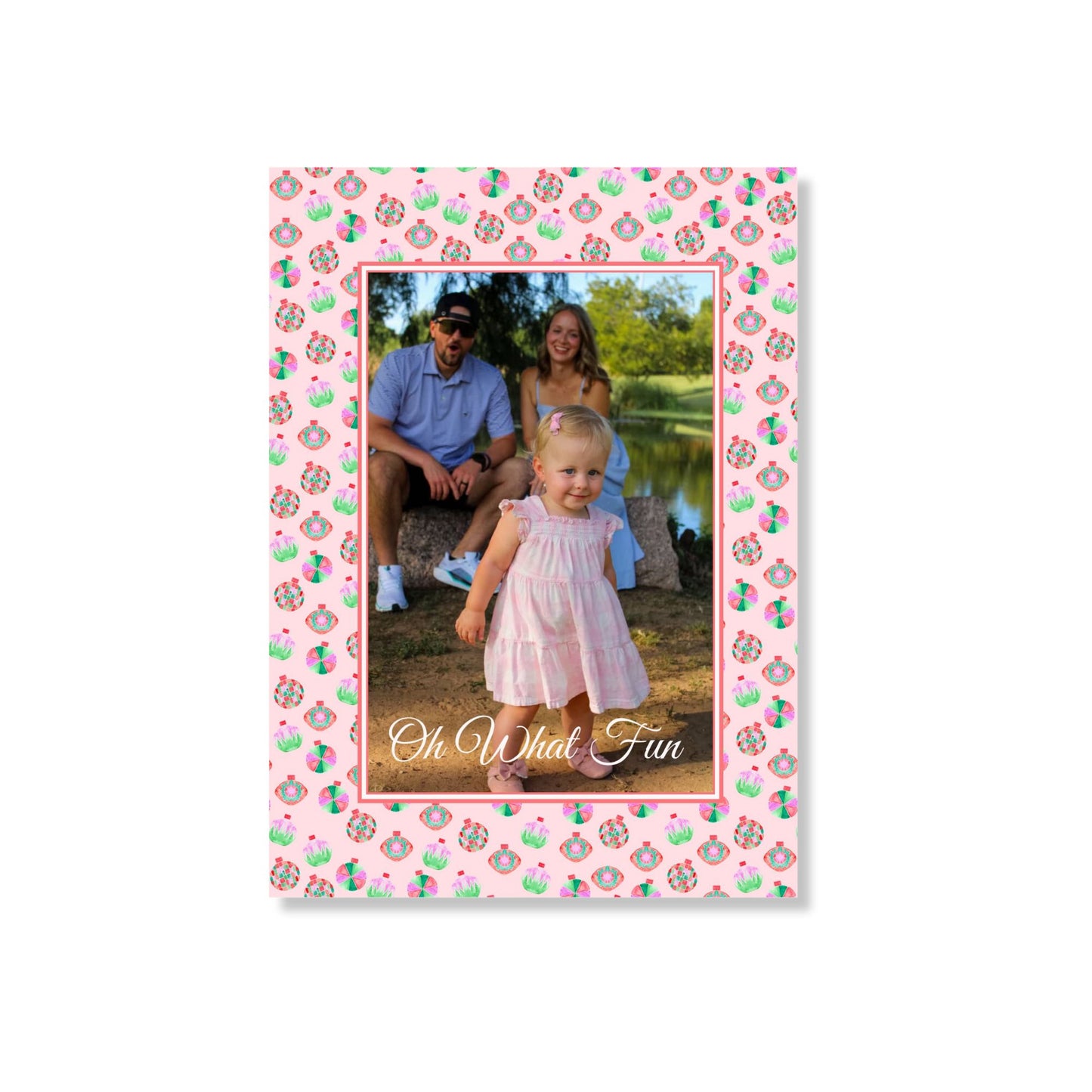 Jolly Pink Ornaments Holiday Card