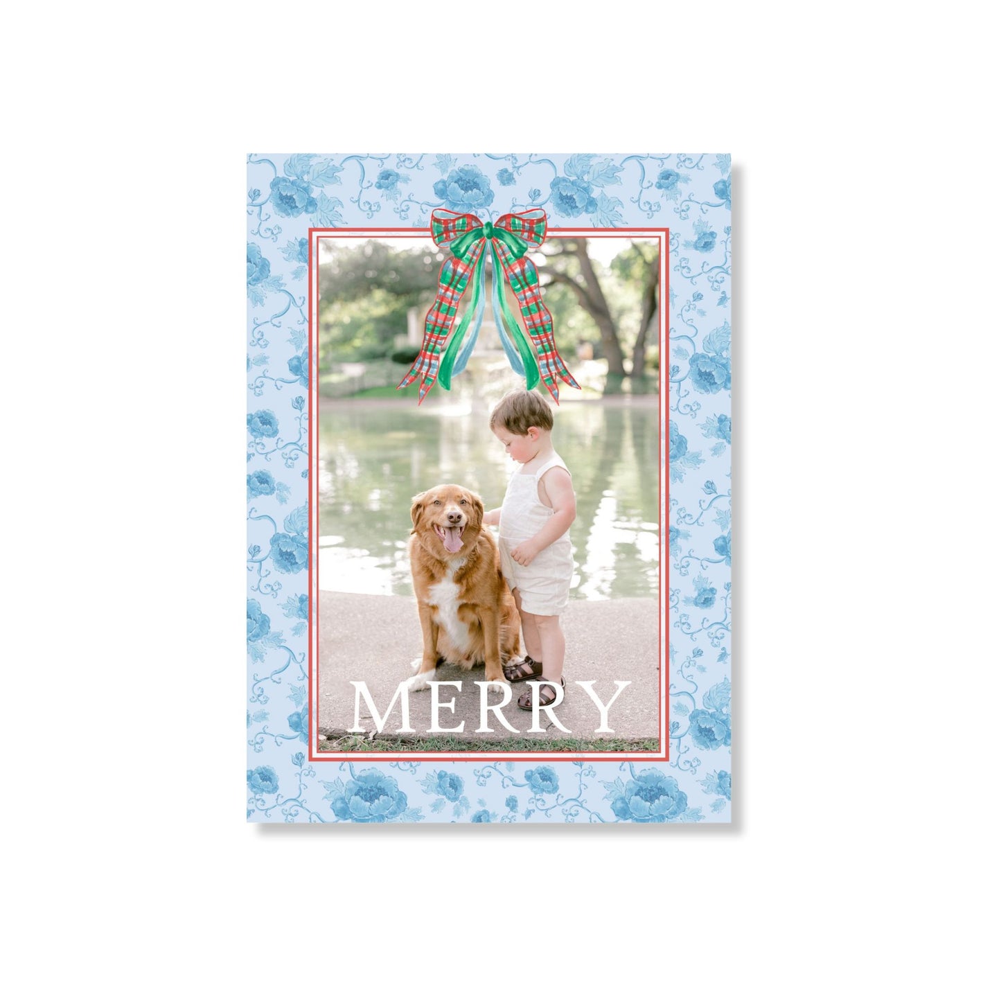 Floral & Christmas Holiday Card