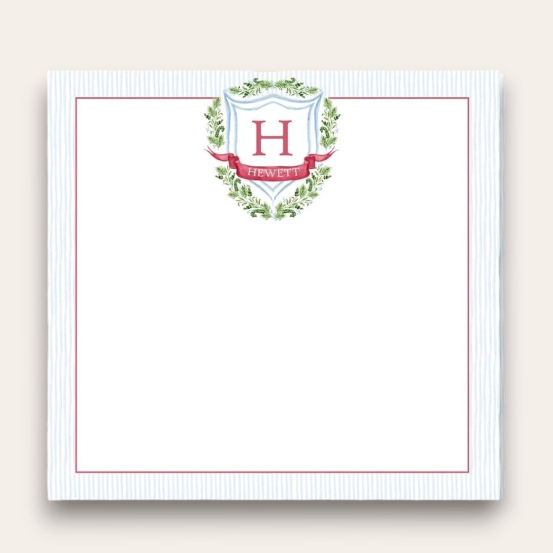 Candy Cane Greenery Crest Big Chunky Notepad