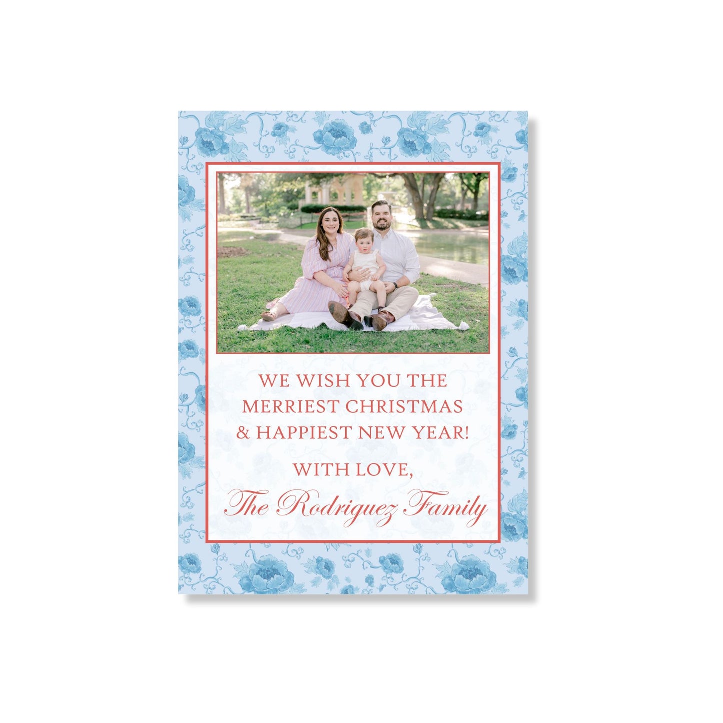 Floral & Christmas Holiday Card