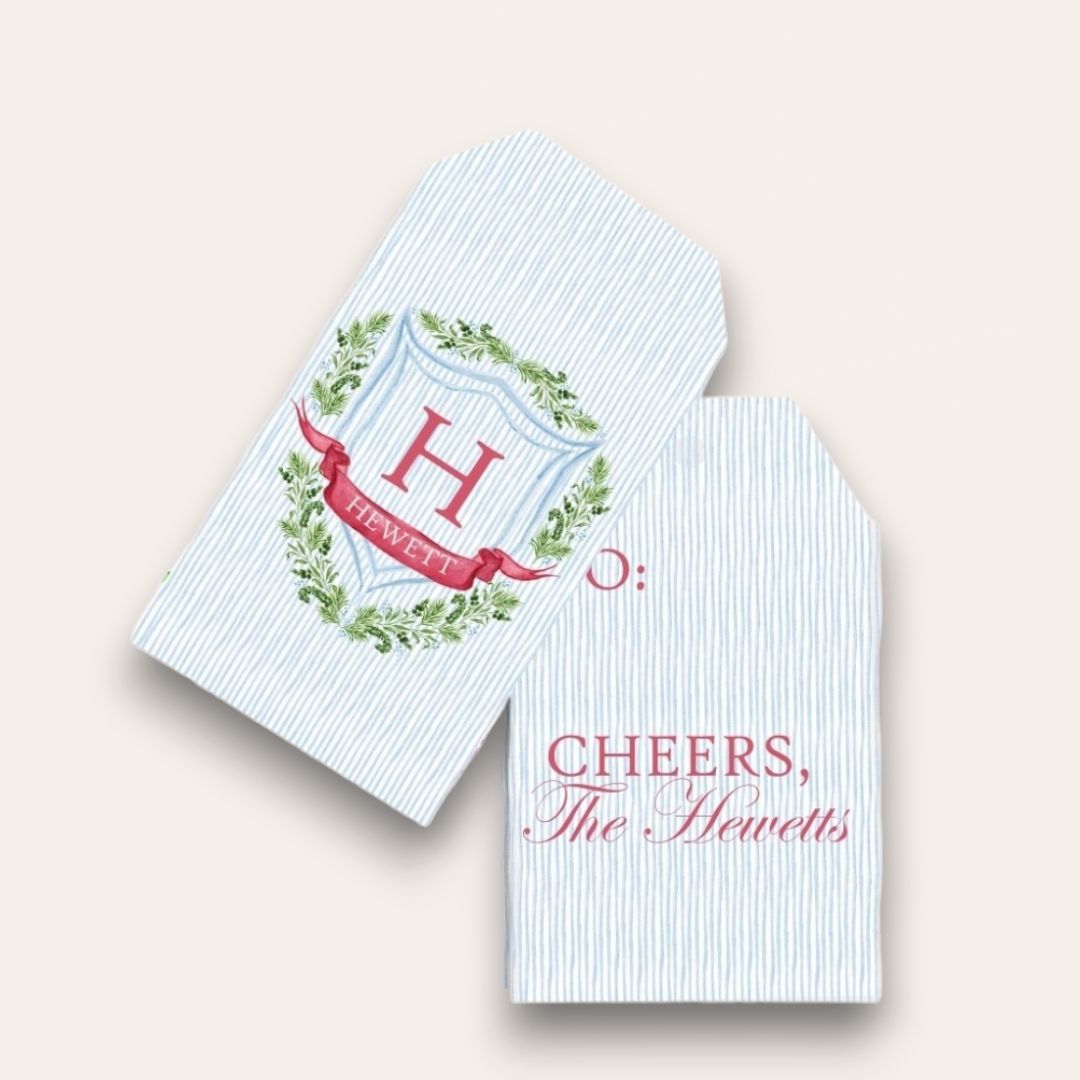 Candycane Greenery Crest Big Gift Tags