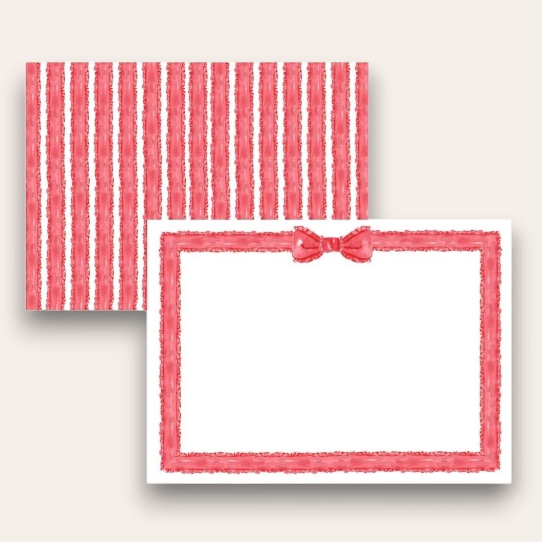 Big Red Ribbon & Bow Stationery Set