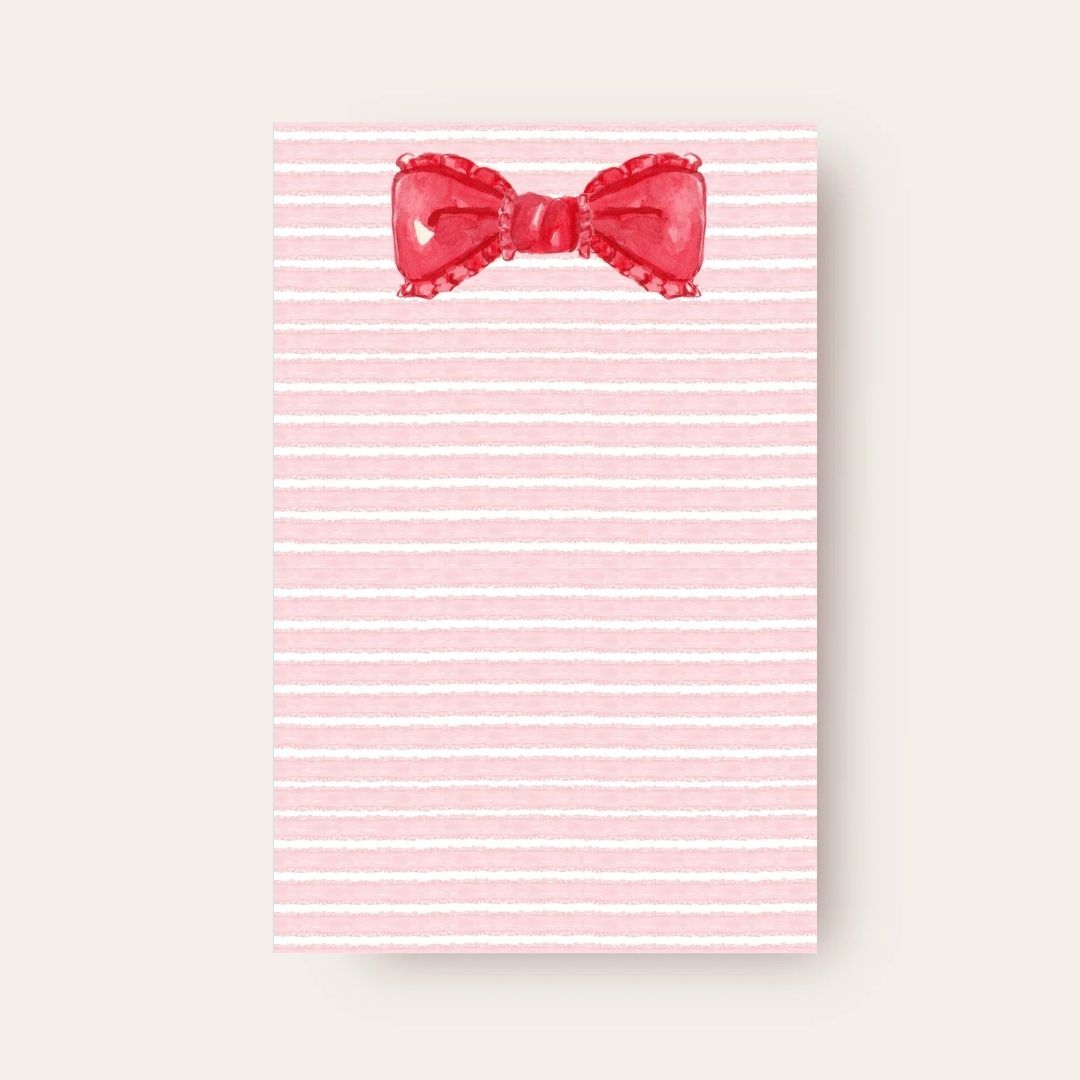 Big Red Ribbon & Bow Skinny Chunk Notepad