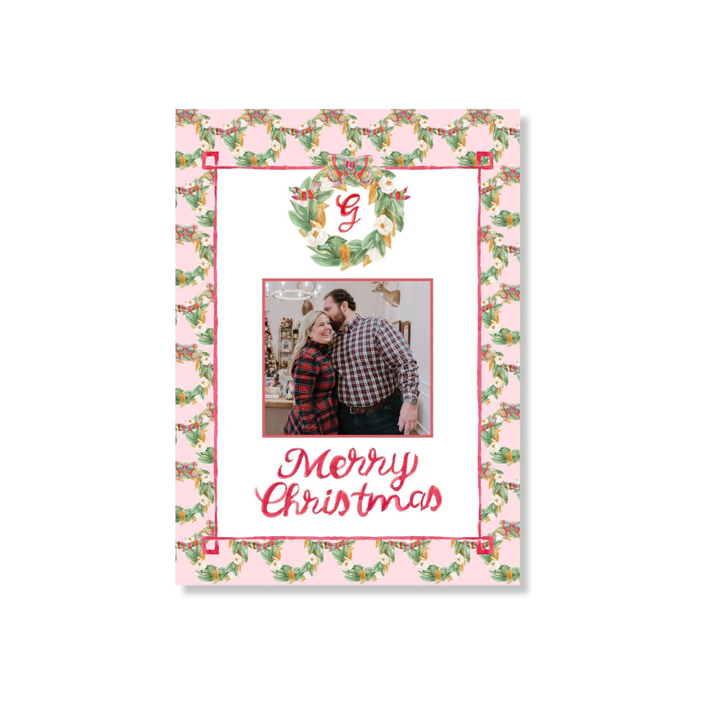 Southern Magnolia Wreaths Holiday Card