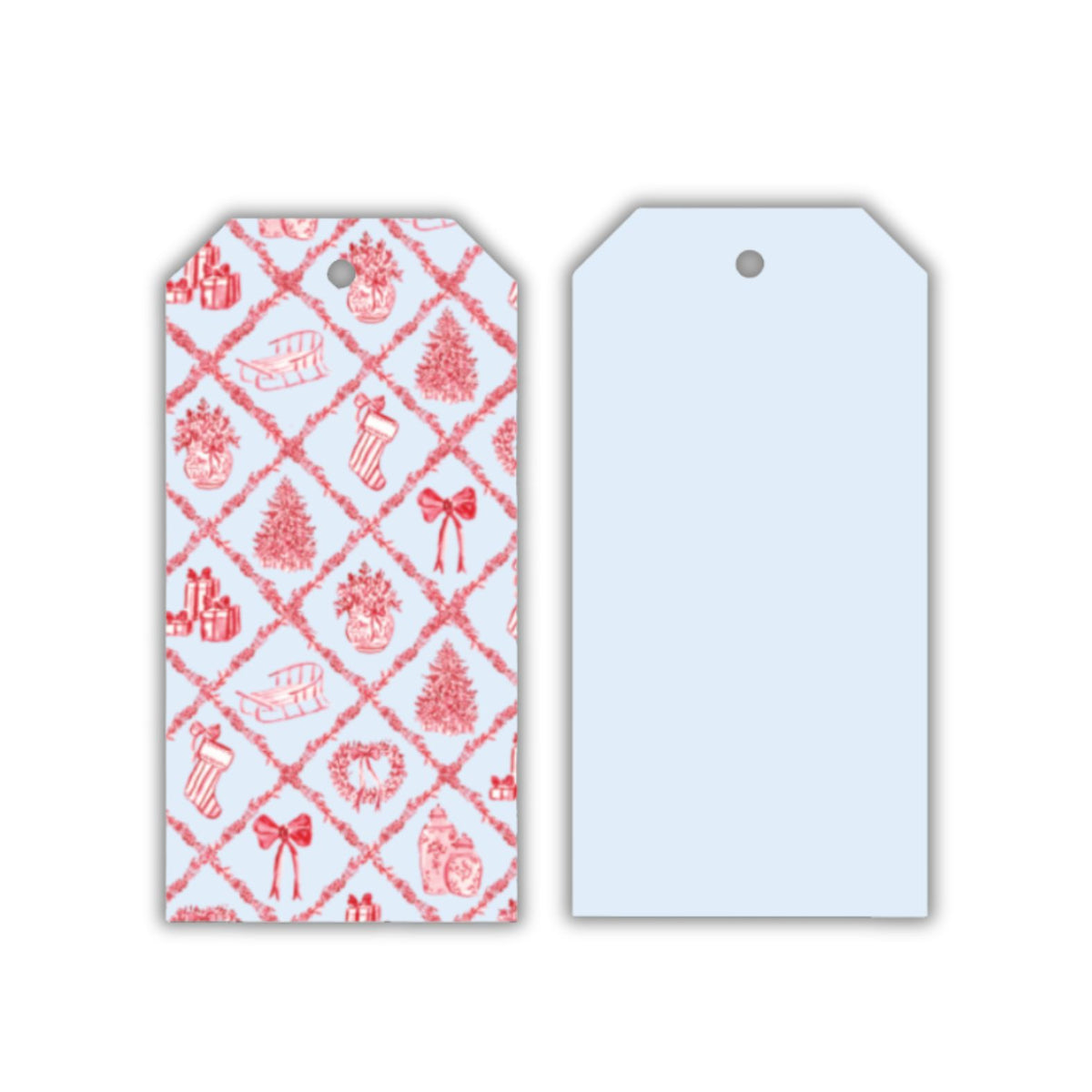 Red Christmas Toile Big Gift Tags