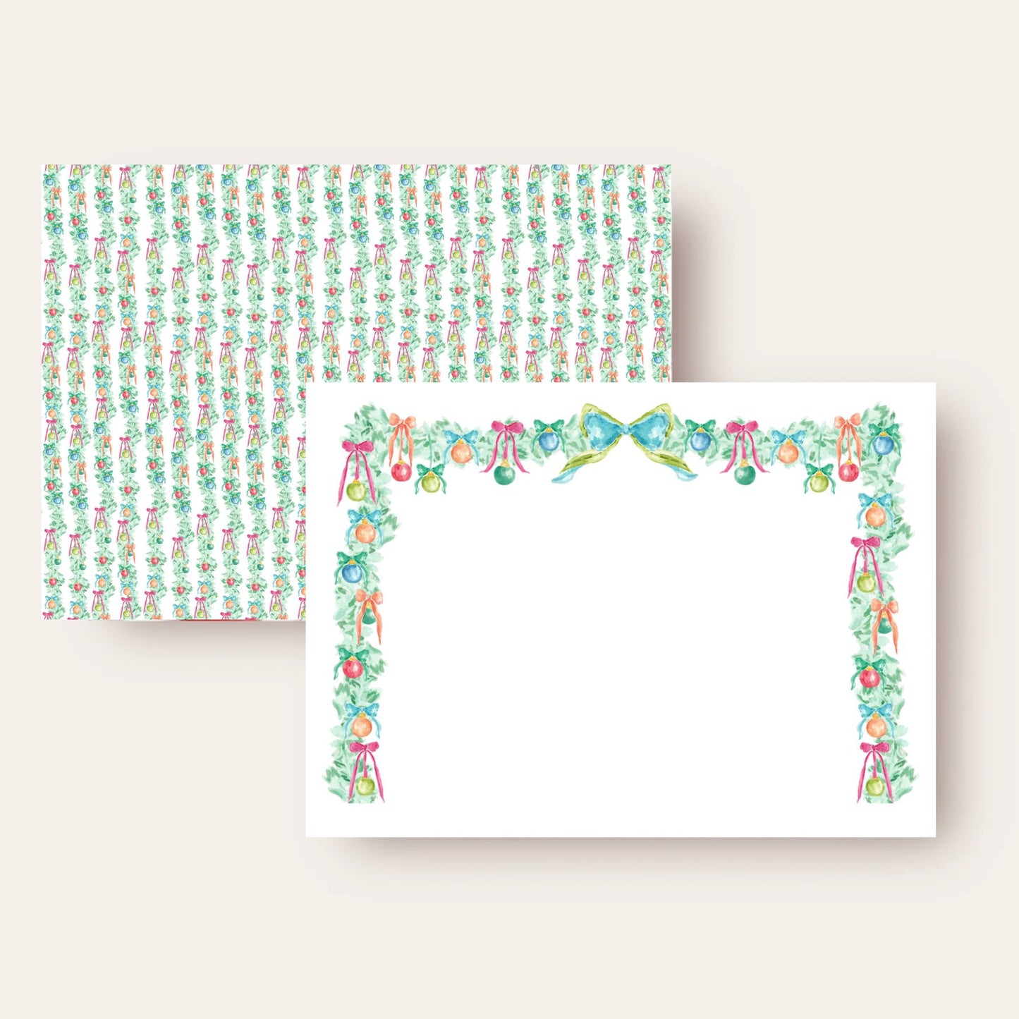 Happiest Ornament Garland Christmas Stationery Set