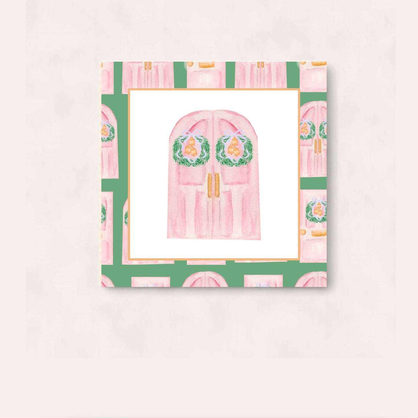 Happy Holiday Door Paper Coaster (Pink Edition)