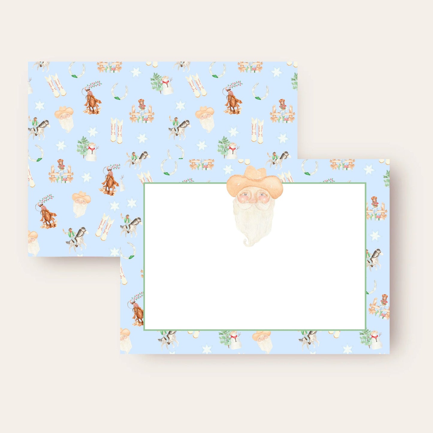 Cowboy Santa Claus Loves Blue Stationery Set