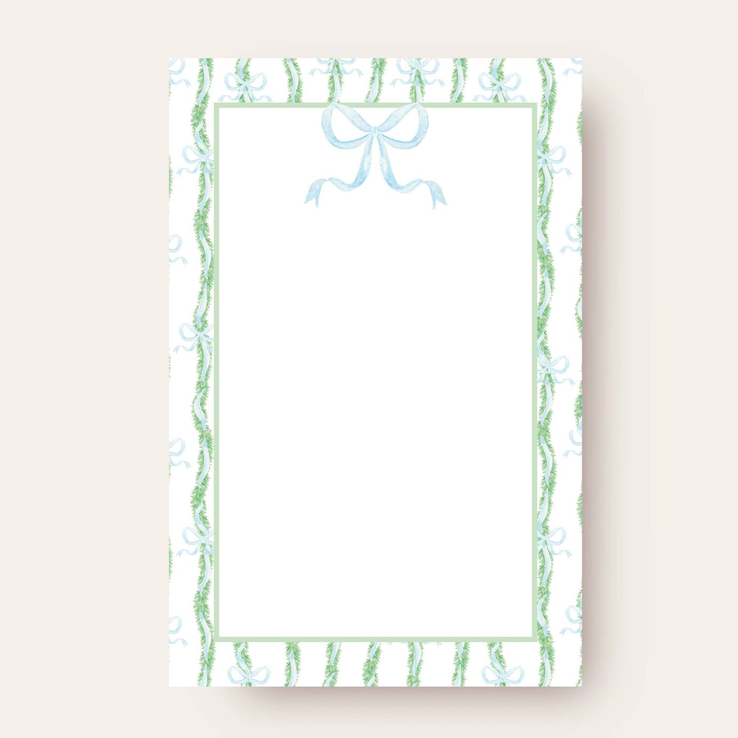 Light Garland & Blue Bow Skinny Chunk Notepad