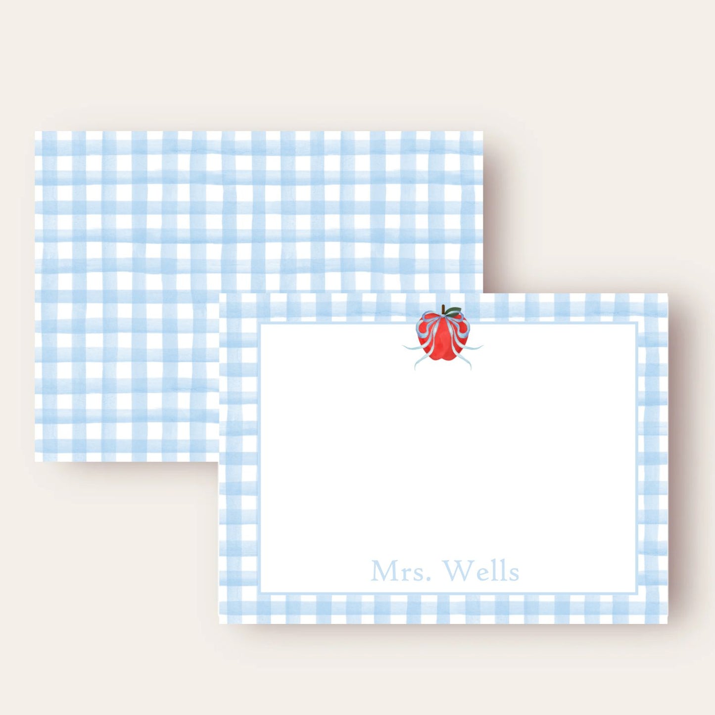 Apple, Bow & Check Stationery Set