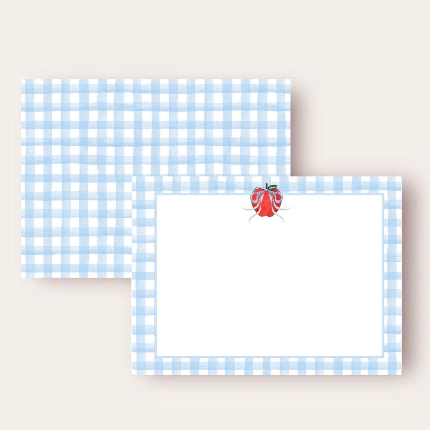 Apple, Bow & Check Stationery Set