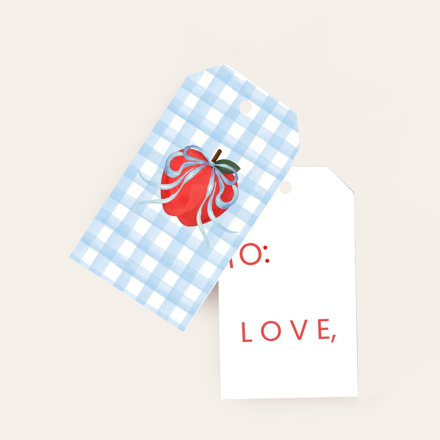 Apple, Bow & Check Big Gift Tags
