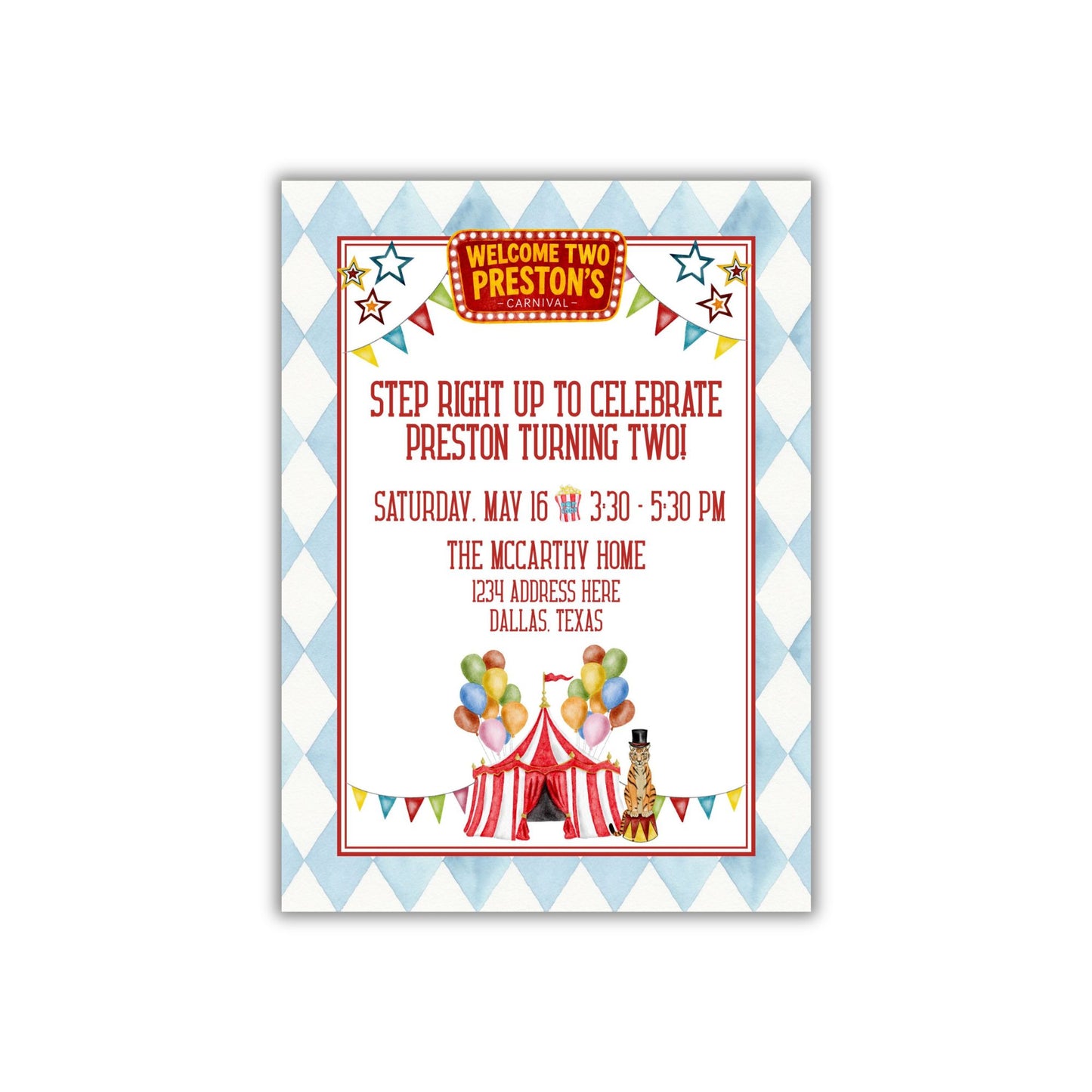 Preston's Circus Birthday Invitation (We Love Janelle Paige)