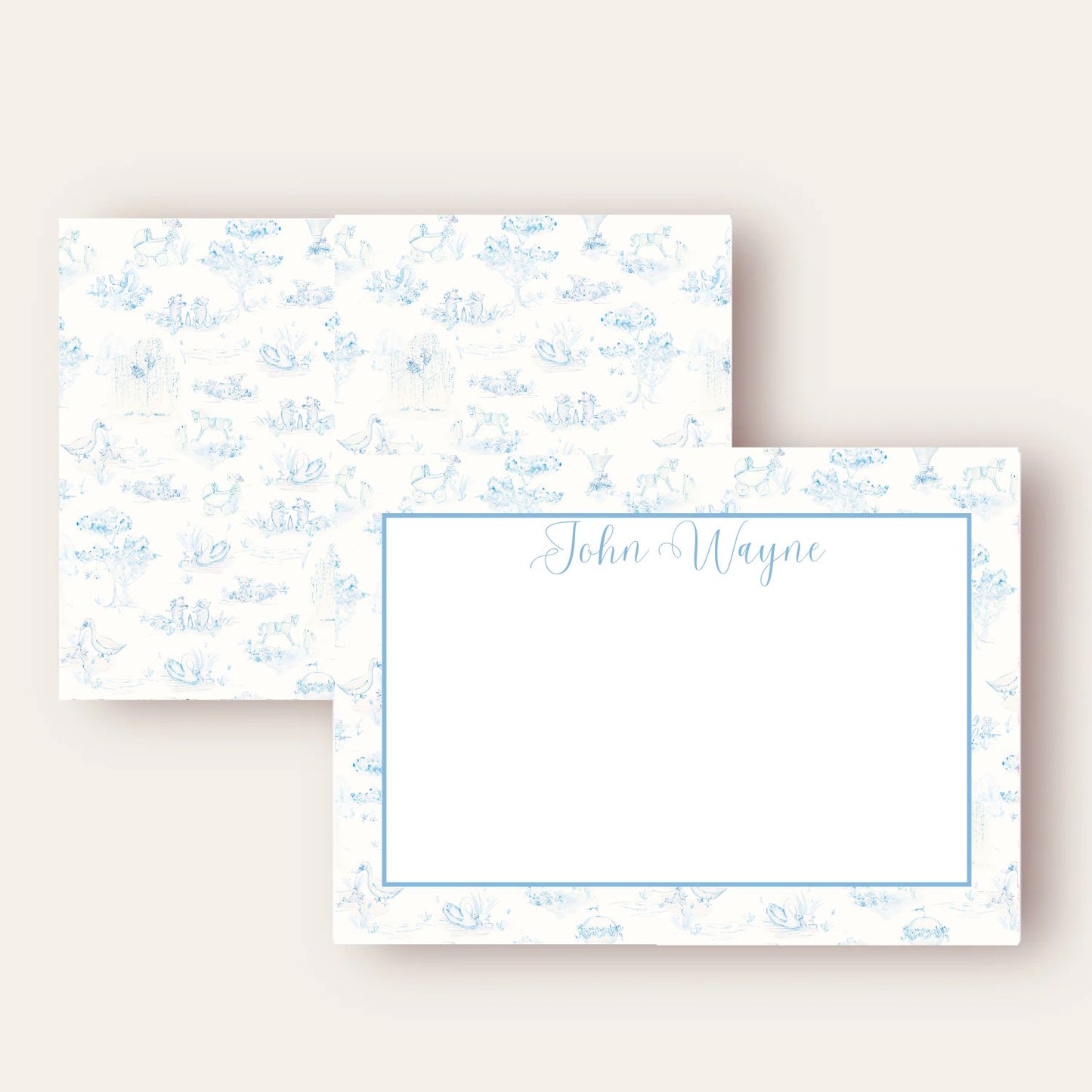 Blue Toile Stationery Set