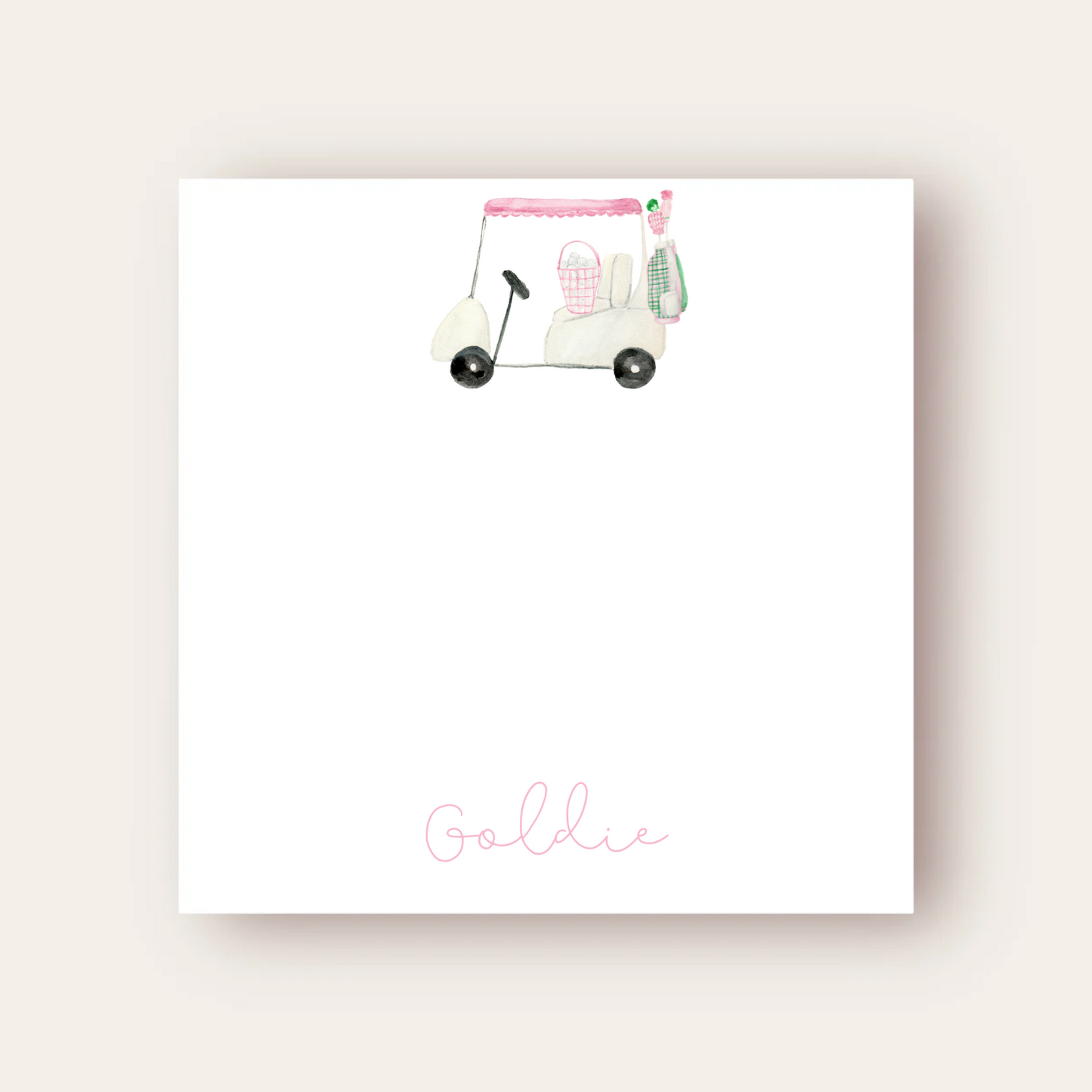 Pink Golf Cart Baby Chunk Notepad
