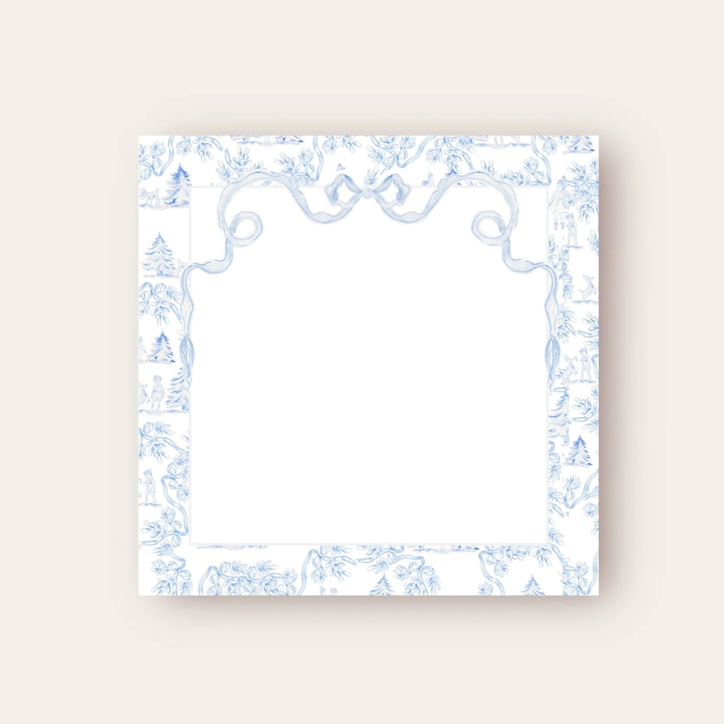 Christmas Toile & The Lightest Blue Bow Baby Chunk Notepad