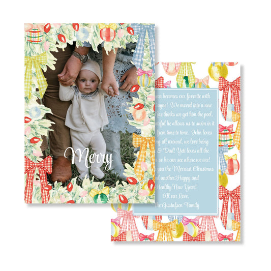 Gingham & Colorful Christmas Holiday Card