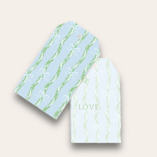Light Garland & Blue Bow Big Gift Tags