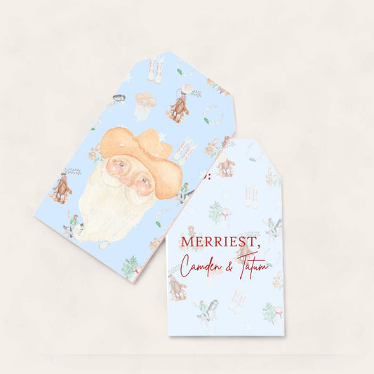 Cowboy Santa Big Gift Tags (Blue Edition)