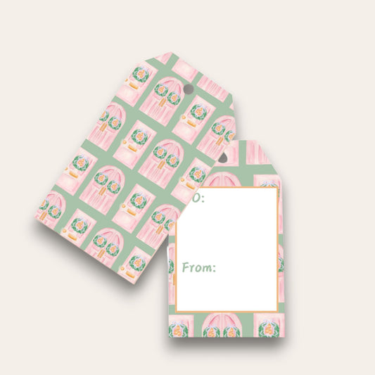 Happy Holiday Door Big Gift Tags (Pink Edition)