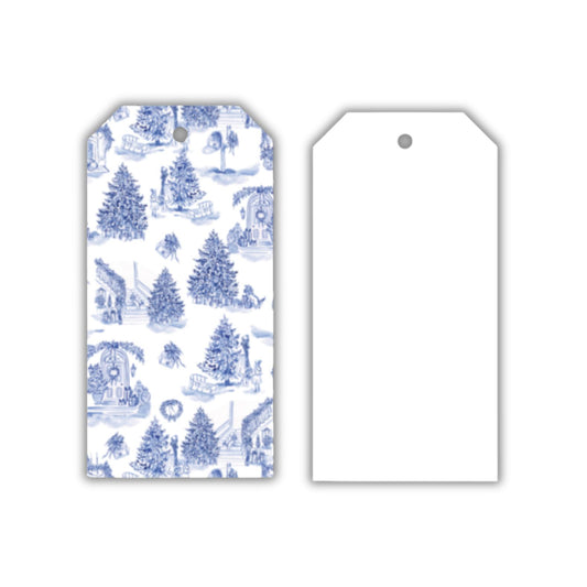 Christmas Toile (Blue & White) Big Gift Tags