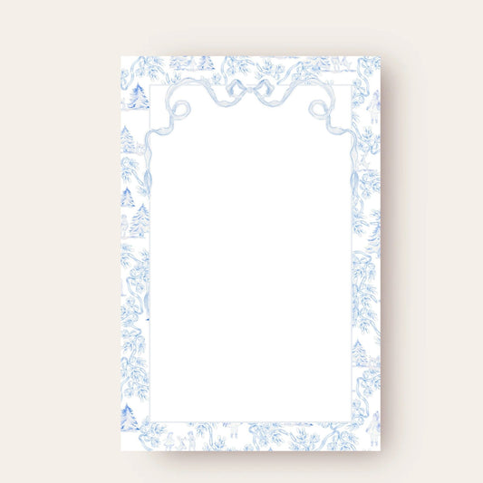Christmas Toile & The Lightest Blue Bow Skinny Chunk Notepad