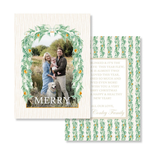 Gorgeous Garland With Bells Holiday Card