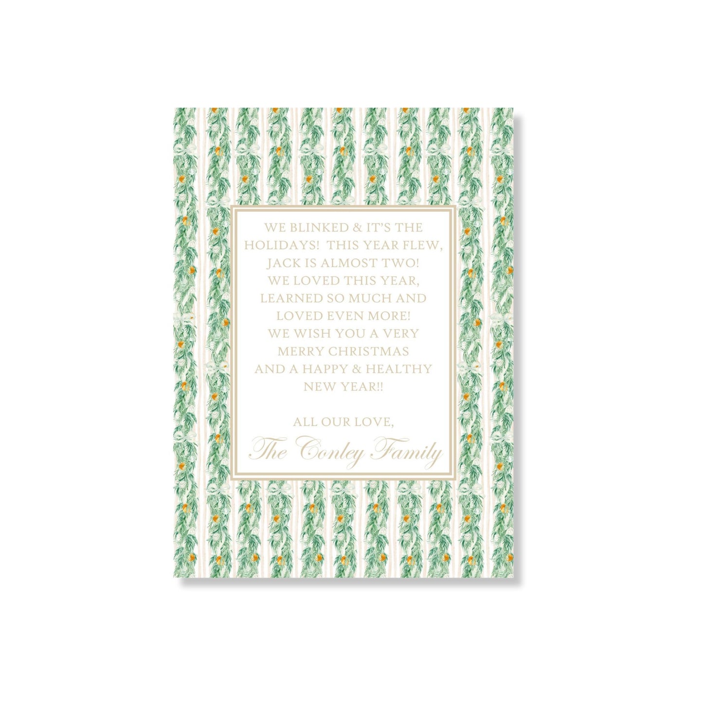 Gorgeous Garland With Bells Holiday Card