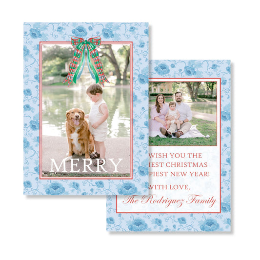 Floral & Christmas Holiday Card