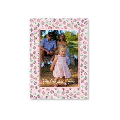 Jolly Pink Ornaments Holiday Card