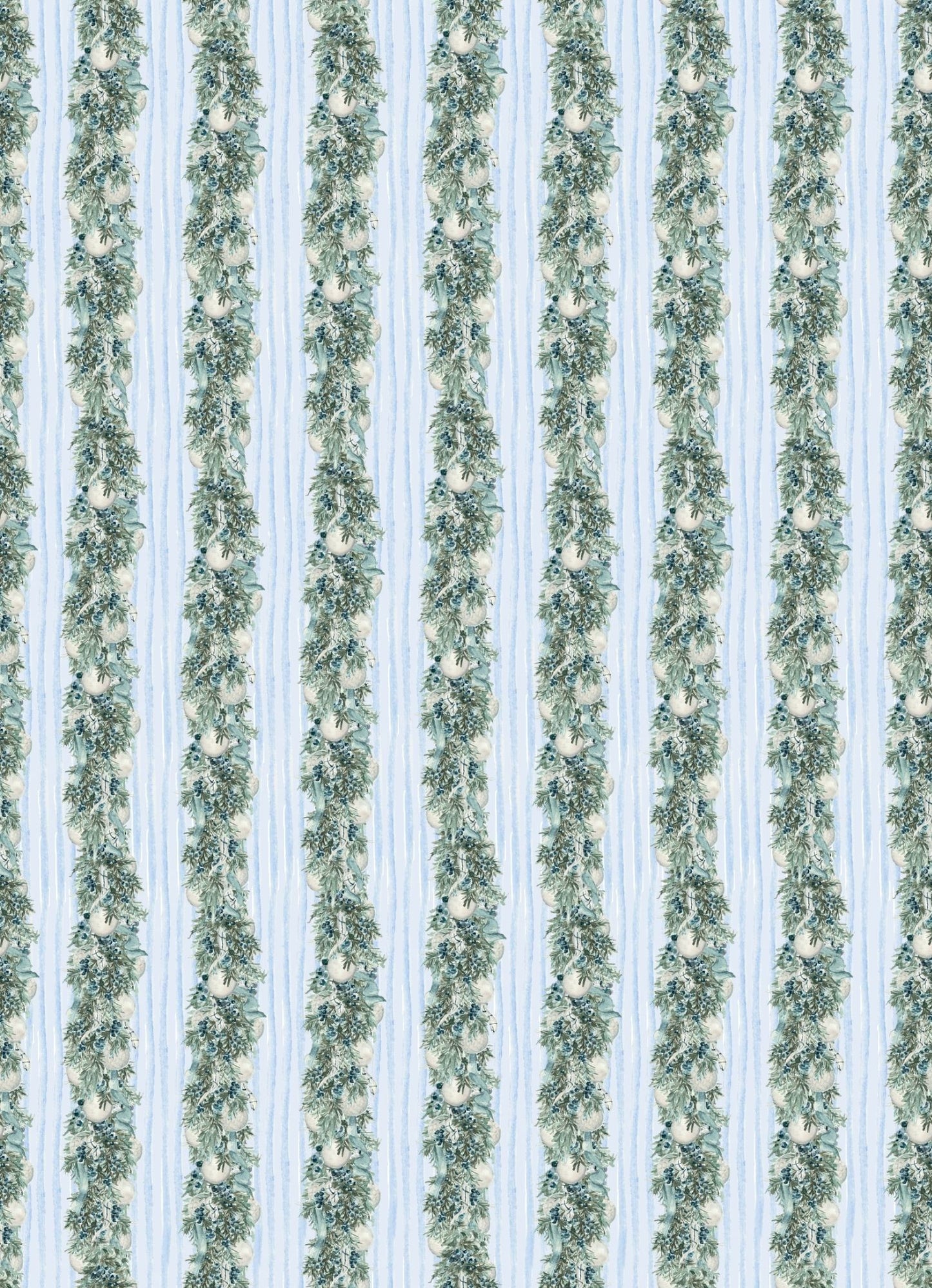 Blue Garland Arch & Watercolor Stripe Holiday Card