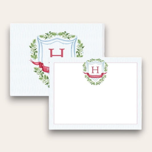 Candy Cane Greenery Crest  Stationery Set