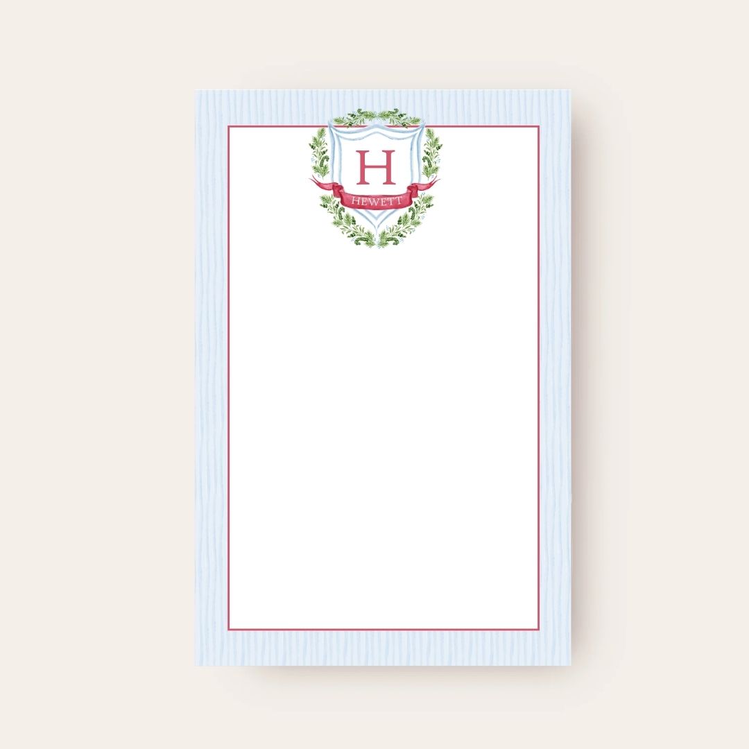 Candy Cane Greenery Crest Skinny Chunk Notepad