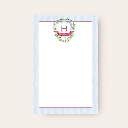 Candy Cane Greenery Crest Skinny Chunk Notepad