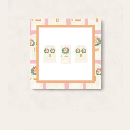 Happy Holiday Door Paper Coaster (White Edition)