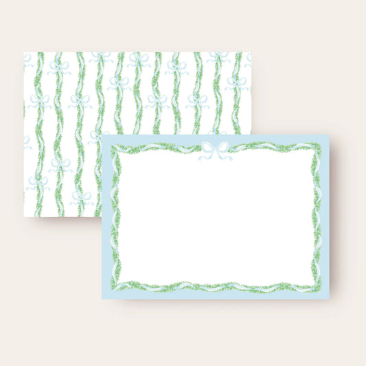 Blue Bow Garland Stationery Set