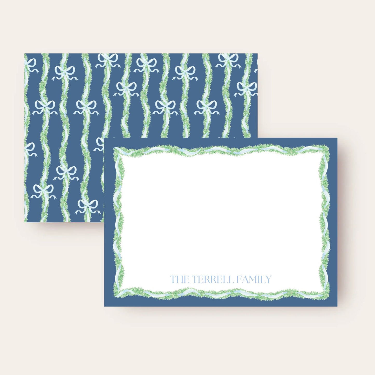 Navy Blue & Garland Stationery Set