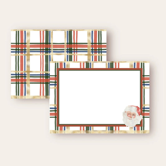 Santa Loves Plaid Stationery Set
