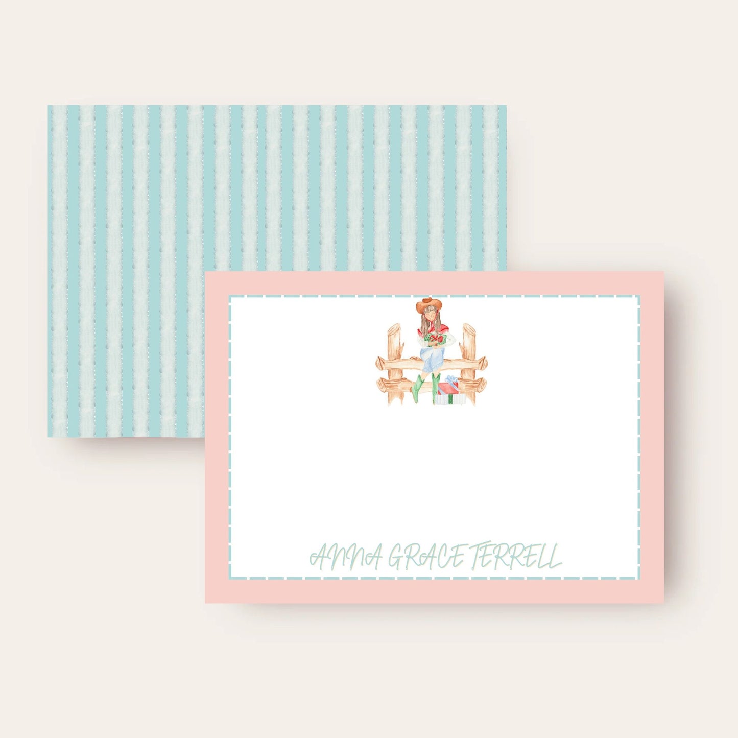 Gifty Cowgirl on a Fence Stationery Set