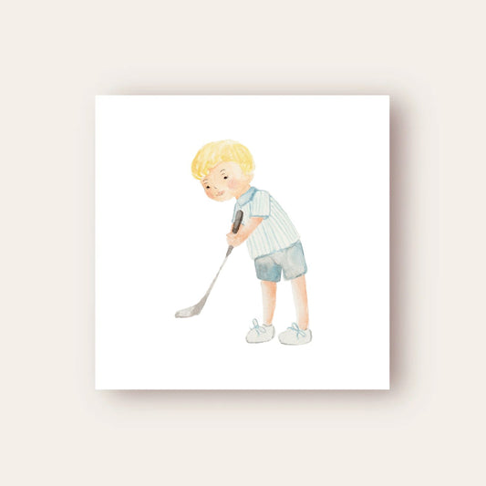 Little Golfer Boy Paper Coaster