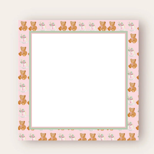 Pink Border Rocking Horse & Teddy Big Chunky Notepad