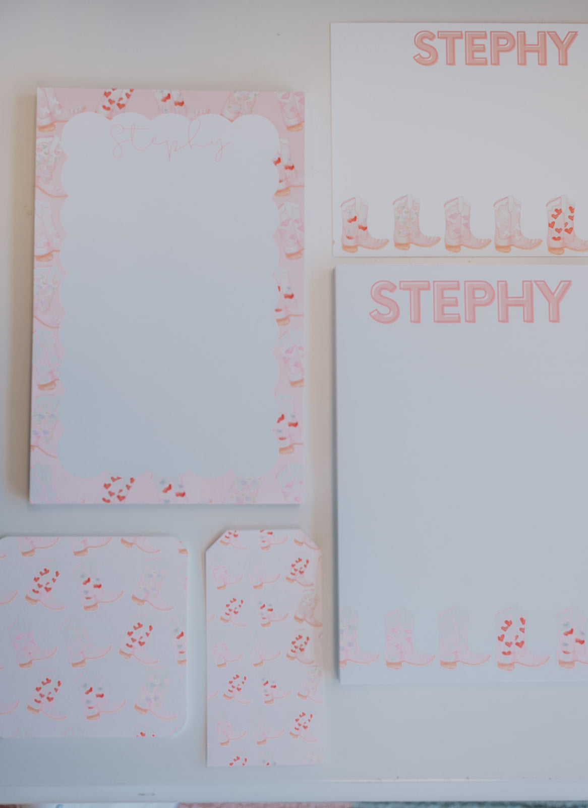 Pink Boots Stationery Set