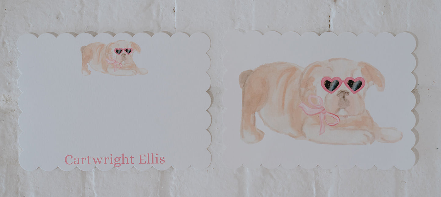 Cute Bull Dog Stationary Set